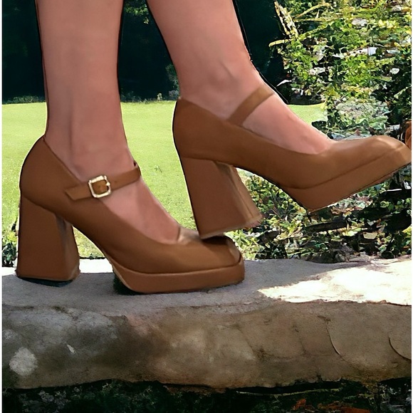 New Angel Alarcon x Anthropologie Zakia Mary Jane 10 Brown Leather Platform Shoe - Picture 3 of 10